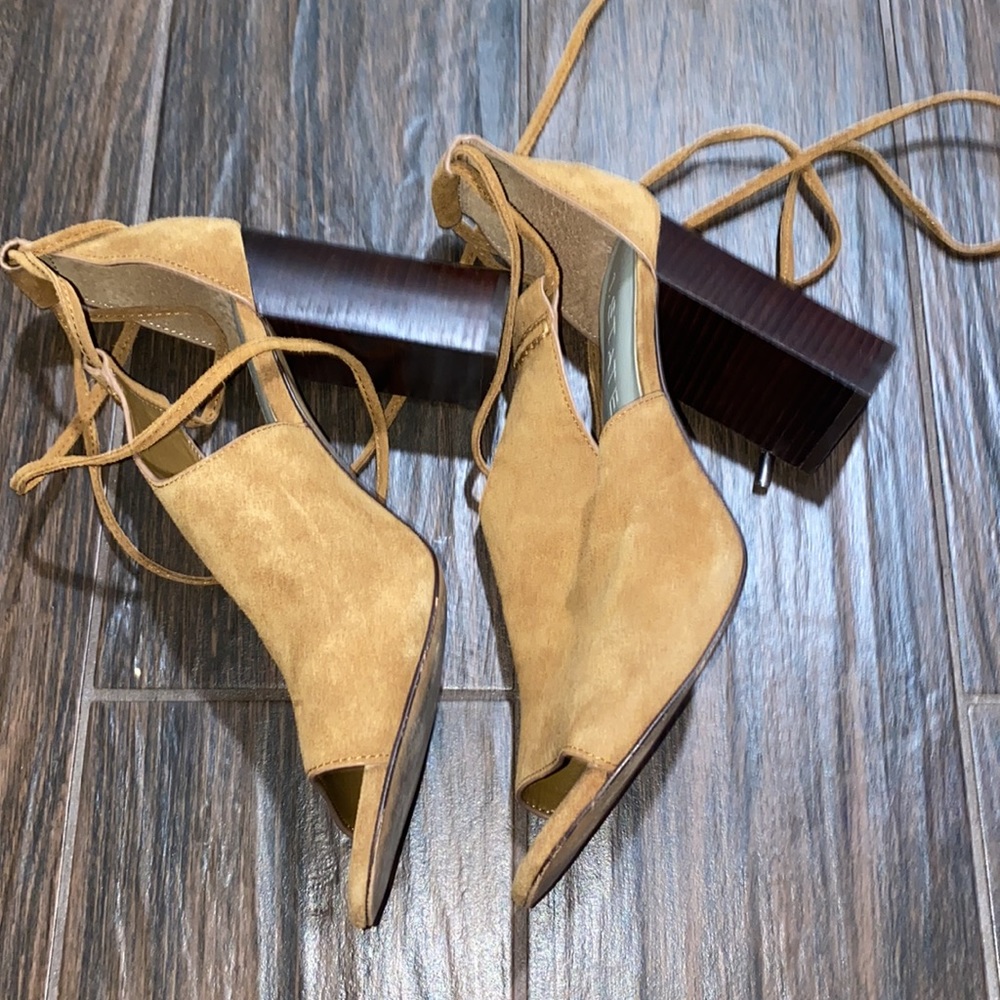 1 State Cognac Block Heel Peep Toe Heel - image 5